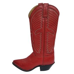 Texas All American Made Leather Cowgirl Boots Red Western Women 5M New Old Stock